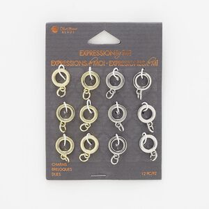 Drop, gold- / silver-finished "pewter" (zinc-based alloy) / steel, 18x11mm open round with 6.5mm hole. Sold per pkg of 12.