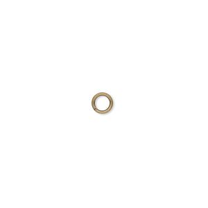 Jump ring, antique gold-plated brass, 4.5mm round, 3.1mm inside diameter, 22 gauge. Sold per pkg of 500.