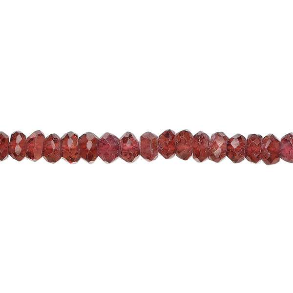 Bead, garnet (dyed), 5x3mm hand-cut faceted rondelle, B grade, Mohs hardness 7 to 7-1/2. Sold per 15-1/2" to 16" strand. image number 0