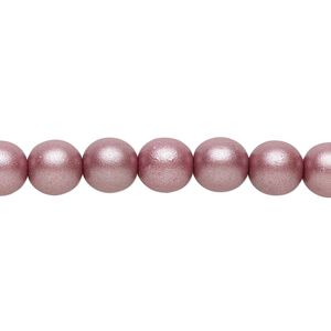 Bead, Czech glass druk, opaque satin mauve, 8mm round. Sold per 15-1/2" to 16" strand.