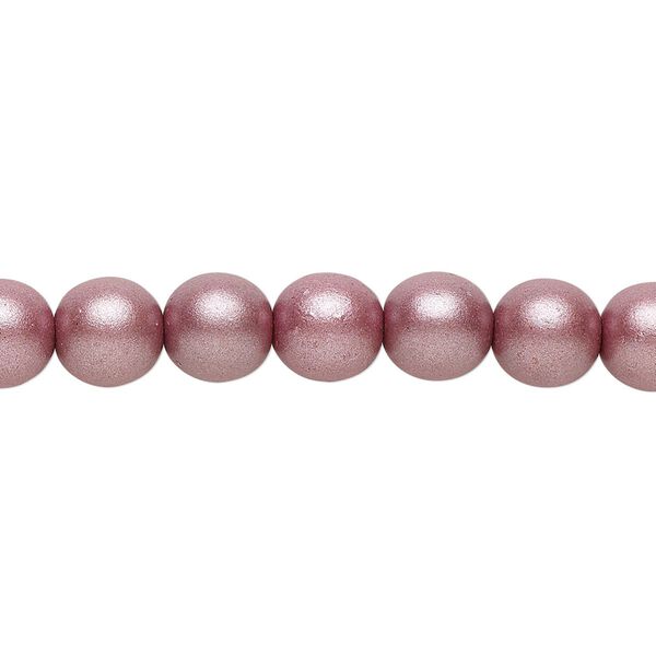 Bead, Czech glass druk, opaque satin mauve, 8mm round. Sold per 15-1/2" to 16" strand. image number 0
