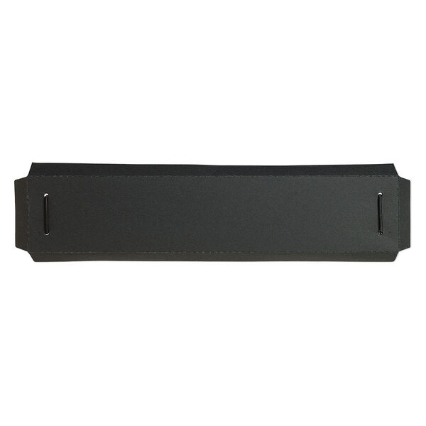 Box insert, paper / elastic nylon / silver-finished iron alloy, black and silver, 7-3/4 x 1-7/8 x 2/5 inch rectangle bracelet card. Sold per pkg of 10. image number 0