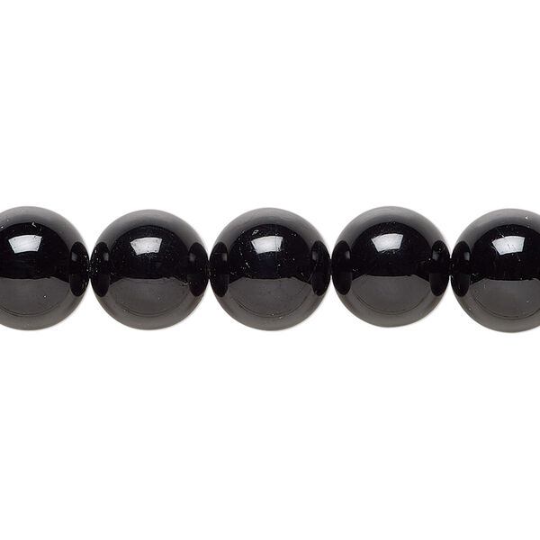 Bead black tourmaline 1pk 10mm round, B+ grade natural, 15.5-16 inch image number 0