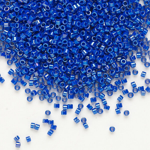 Seed bead, Delica®, glass, pkg/7.5g, #11 round, opaque rainbow luster cobalt (DB-0216). image number 0