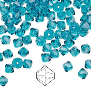 Bead 576pk blue zircon, Preciosa Czech crystal 5mm bicone