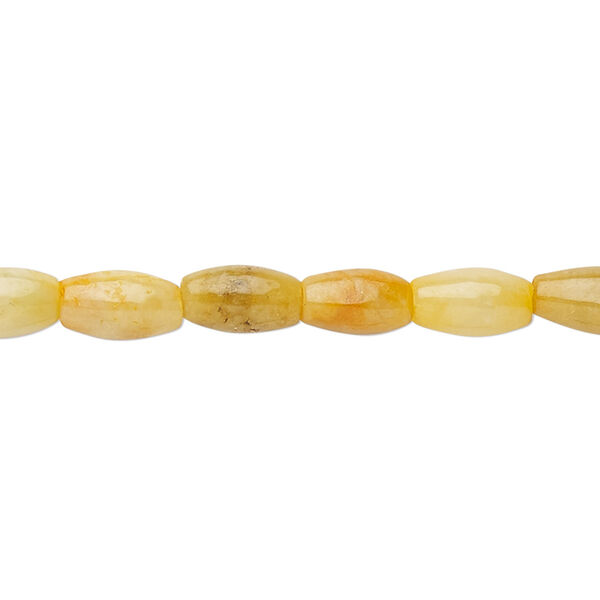 Bead, jadeite (dyed), yellow, 8x5mm-10x6mm round tube with 0.5-1.5mm hole, C grade, Mohs hardness 6-1/2 to 7. Sold per 16-inch strand. image number 0