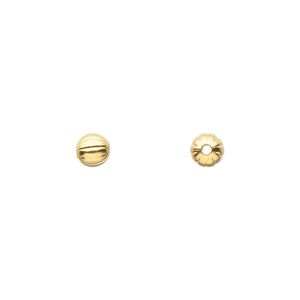 Bead, gold-plated brass, 5mm corrugated round. Sold per pkg of 100.