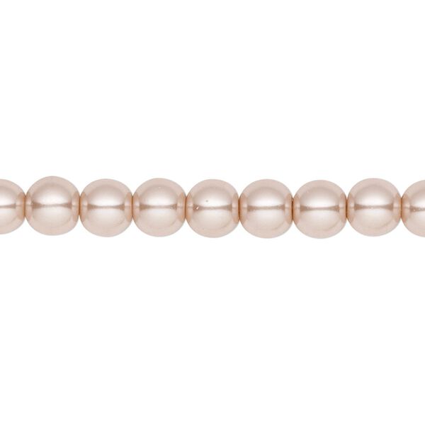 Bead, crystal pearl, champagne, 6mm round. Sold per pkg of (2) 15-1/2" to 16" strands, approximately 130 beads. image number 0