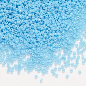 Seed bead, Miyuki, glass, pkg/250g, #15 rocaille, opaque turquoise blue (RR-413).