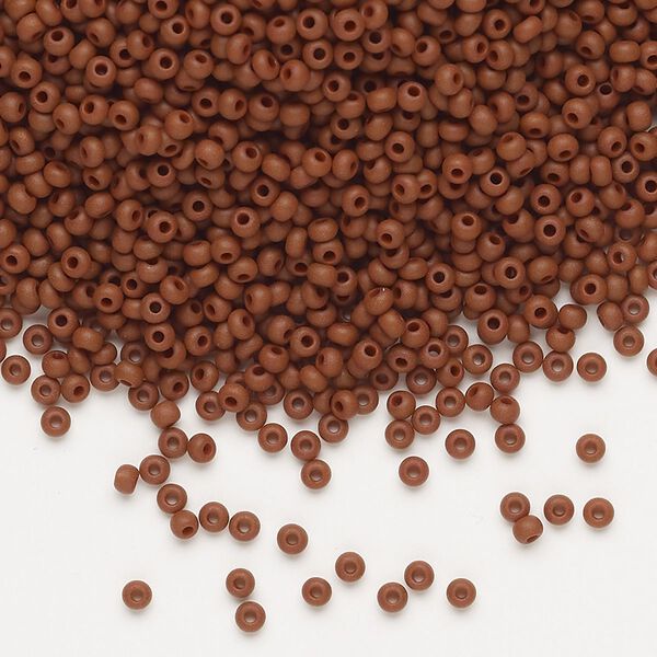 Seed bead, Preciosa Ornela Czech glass, pkg/500g, #11 rocaille, opaque matte brown, (13600). image number 0