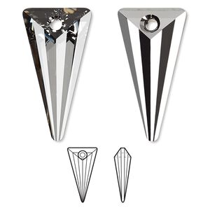 Drop 6pk crystal silver night, Crystal Passions® 28x14mm pendant spike 6480
