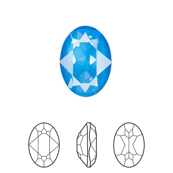 Fancy stone 1pk crystal electric blue ignite LacquerPRO, Crystal Passions® 18x13mm oval 4120 image number 0