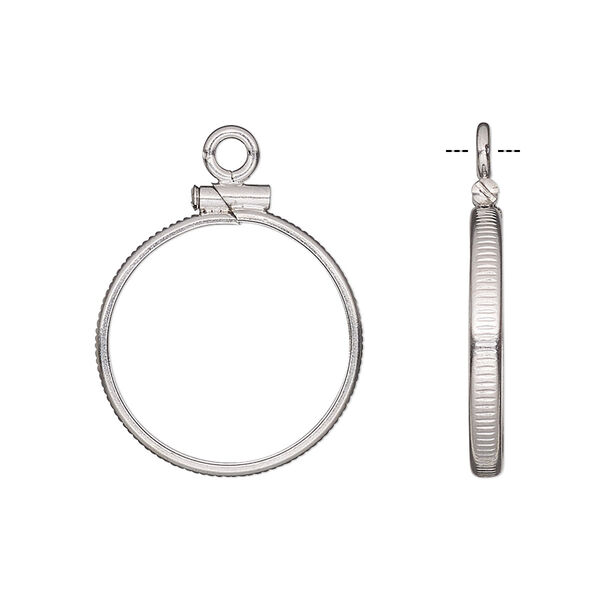 Drop, sterling silver, 20mm open round with 19mm screw-fastened flat round bezel setting. Sold individually. image number 0