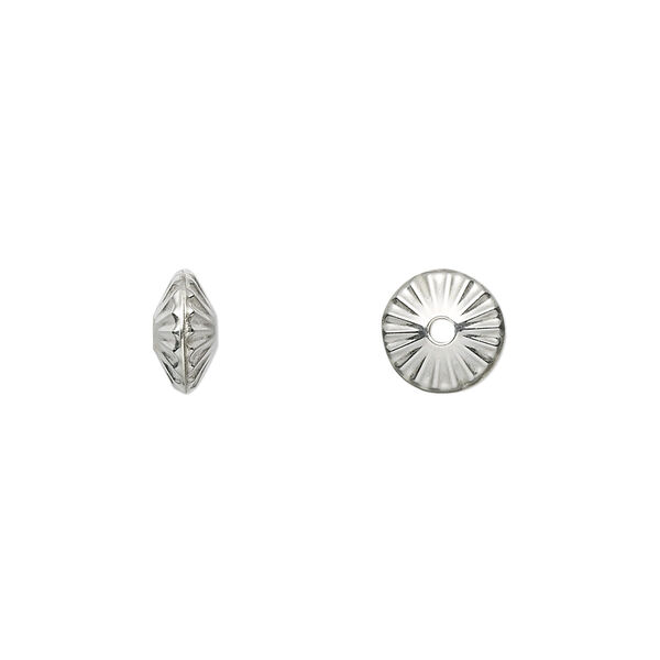 Bead, sterling silver, 8x4mm corrugated hogan. Sold per pkg of 20. image number 0