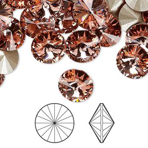 Chaton 288pk rose peach foil back, Swarovski® 10.54-10.91mm rivoli SS47 1122