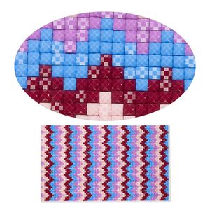 Adhesive sheet, My Style Deco Art™, peel-off, resin and glue, pink / blue / multicolored, 8 x 4-3/4 inch rectangle, 1.8mm thick with chevron design. Sold individually.