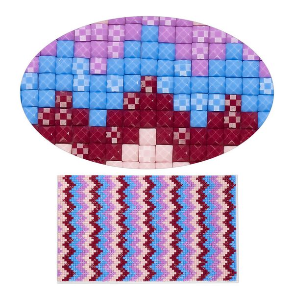 Adhesive sheet, My Style Deco Art™, peel-off, resin and glue, pink / blue / multicolored, 8 x 4-3/4 inch rectangle, 1.8mm thick with chevron design. Sold individually. image number 0