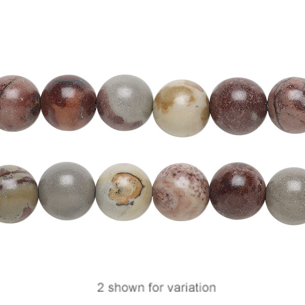 Bead, Crazy Horse™ stone (natural), 8mm round, B grade, Mohs hardness 3-1/2 to 4. Sold per 15-1/2" to 16" strand. image number 0