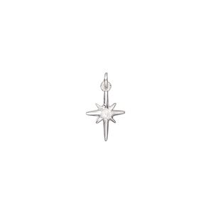 Drop, sterling silver and cubic zirconia, pkg/1, clear, 12x8mm single-sided cross.