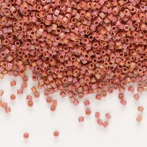 Seed bead, Delica®, glass, pkg/50g, #11 round, opaque matte rainbow carnelian red (DB-2306).