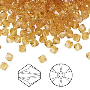 Bead 144pk golden topaz, Crystal Passions® 4mm bicone 5328