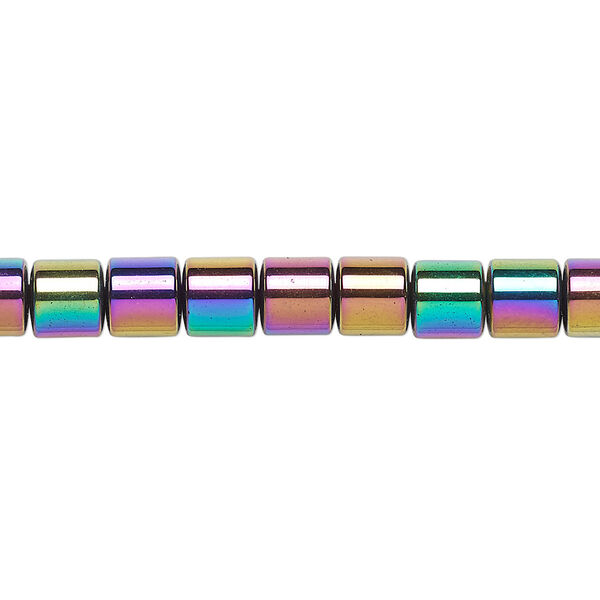 Bead, Hemalyke™ (man-made), rainbow, 6mm round tube. Sold per 15-1/2" to 16" strand. image number 0