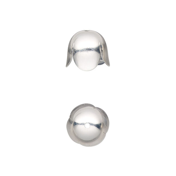 Cord end, silver-plated brass, 10x9mm with 8mm inside diameter. Sold per pkg of 100. image number 0