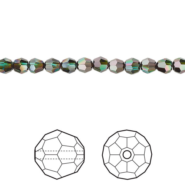 Bead 12pk blue zircon red magma, Crystal Passions® 4mm round 5000 image number 0