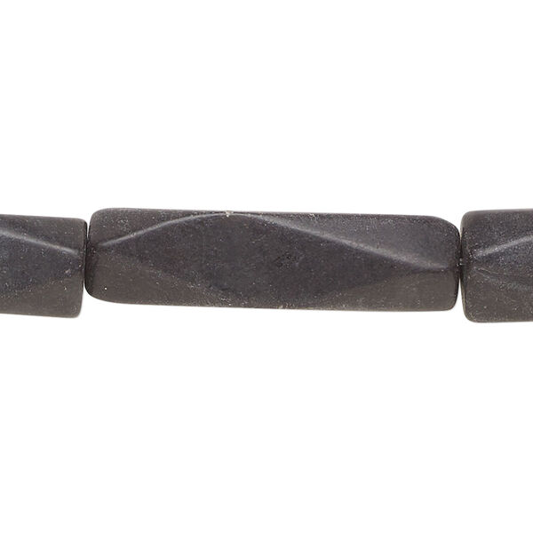 Bead, blackstone (dyed), 30x8mm-32x10mm faceted square tube, C- grade, Mohs hardness 6-1/2 to 7. Sold per 15-1/2" to 16" strand. image number 0