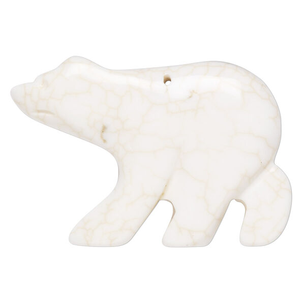 Magnesite 1pkg1, hand-cut flat back polar bear focal B grade, 48x32mm image number 0