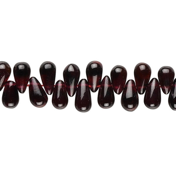 Bead, garnet (dyed), 8x4mm hand-cut top-drilled rounded teardrop, B grade, Mohs hardness 7 to 7-1/2. Sold per 15-1/2" to 16" strand. image number 0