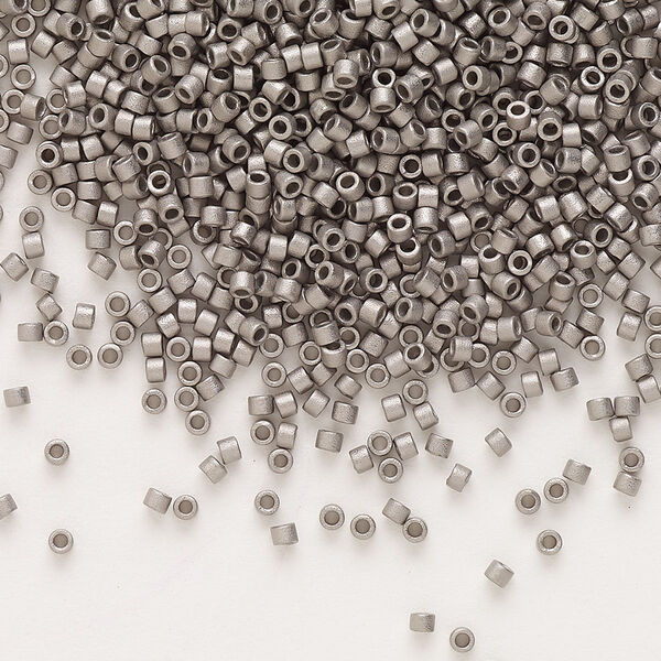 Seed bead, Delica®, glass, pkg/50g, #11 round, opaque matte nickel-plated (DB-0321). image number 0