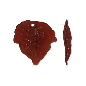 Drop, acrylic, frosted dark brown, 24x23mm leaf. Sold per pkg of 100.