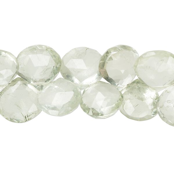 Green quartz 1pkg1, hand-cut top-drilled faceted puffed teardrop bead 7 inch 11x10mm-13x13mm image number 0
