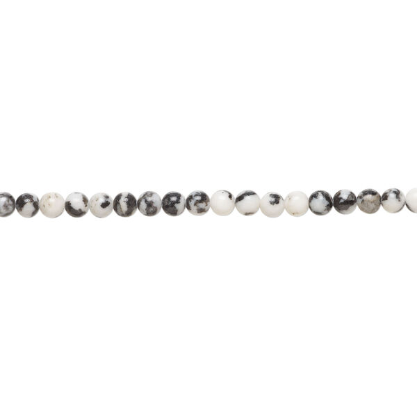 Zebra "jasper" 1pkg1, round bead natural, 15 inch 7-8mm image number 1