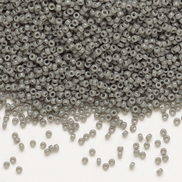 Seed bead, Miyuki, glass, pkg/250g, #15 rocaille, opaque grey, (RR-499). image number 0