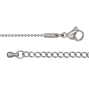 Chain 1pkg1 ball, 1.2mm / lobster claw clasp, stainless steel 18 inch