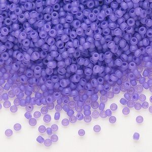 Seed bead, Dyna-Mites™, glass, pkg/40g, #11 round, translucent inside dyed color matte purple, (214MA 11/0 RR).