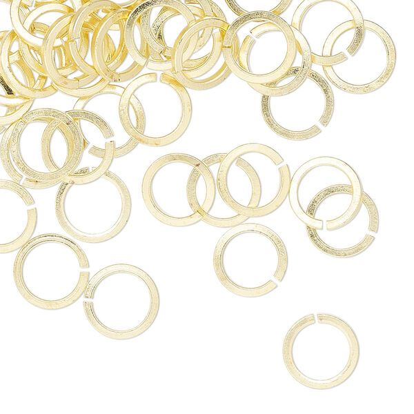 Jump ring, brass, 8mm hand-cut round square wire, 5.7mm inside diameter, 18 gauge. Sold per pkg of 50. image number 0