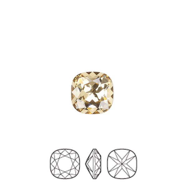 Fancy stone 2pk light Colorado topaz foil back, Preciosa MAXIMA Czech crystal rhinestone 10mm cushion square image number 0