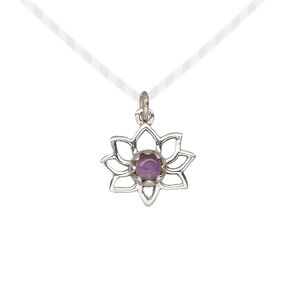 Amethyst / sterling silver 1pkg1, open lotus drop natural antiqued 14.5x12mm