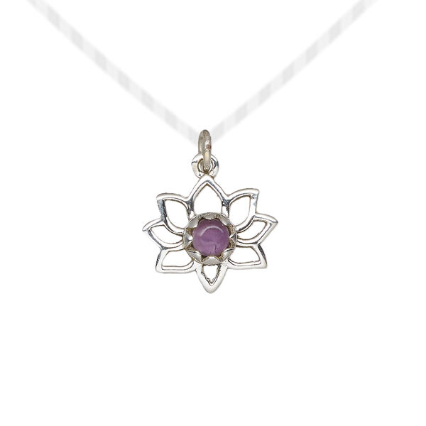 Amethyst / sterling silver 1pkg1, open lotus drop natural antiqued 14.5x12mm image number 0