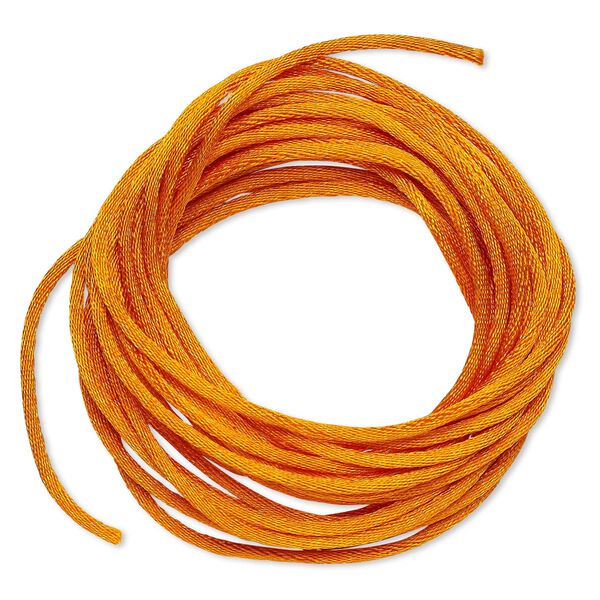 Cord, Satinique™, satin, orange, 1.5mm small. Sold per pkg of 10 feet. image number 0