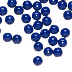 Czech glass 1pkg60, round druk bead opaque dark blue 6mm
