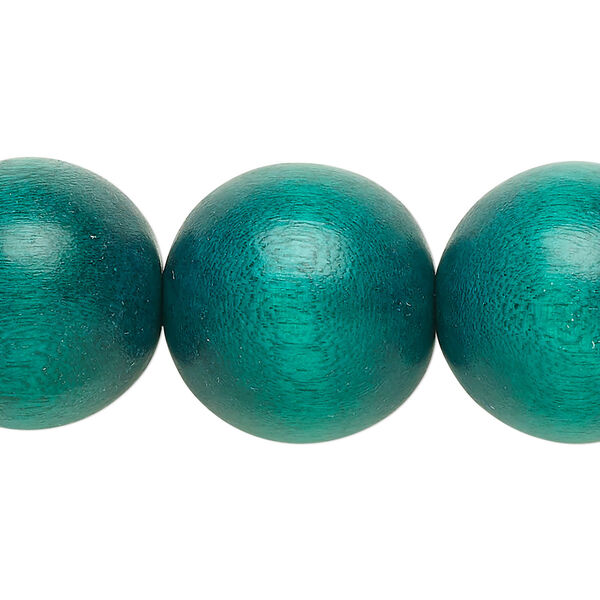 Bead, Taiwanese cheesewood (dyed / waxed), dark green, 19-20mm round. Sold per 15-1/2" to 16" strand. image number 0