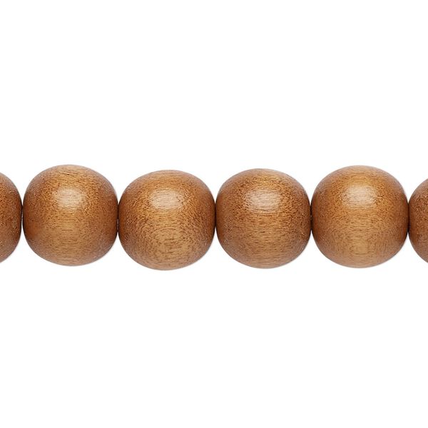 Bead, Taiwanese cheesewood (dyed / waxed), light brown, 9-10mm round. Sold per pkg of (2) 15-1/2" to 16" strands. image number 0