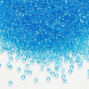 Seed bead, Dyna-Mites™, glass, pkg/40g, #11 round, transparent turquoise blue, (16 11/0 RR).