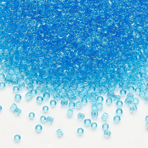 Seed bead, Dyna-Mites™, glass, pkg/40g, #11 round, transparent turquoise blue, (16 11/0 RR). image number 0