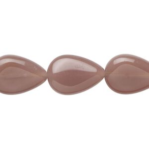 Bead, glass, translucent mauve, 17x12mm flat teardrop. Sold per 15-1/2" to 16" strand, approximately 25 beads.