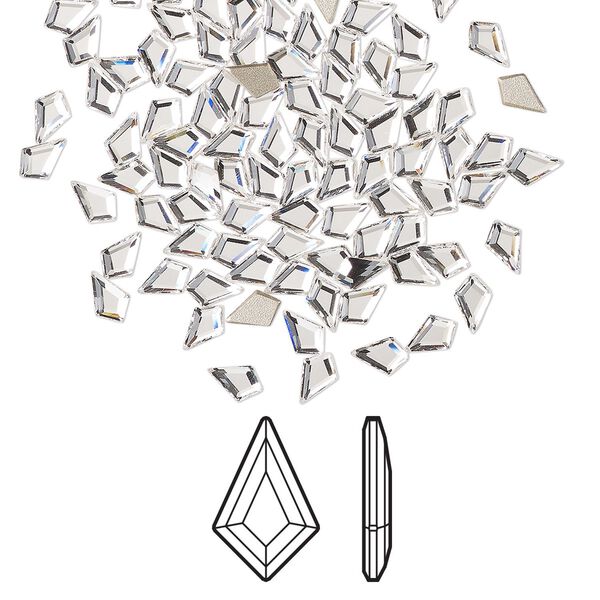 Flat back 10pk crystal clear foil back, Preciosa MAXIMA Czech crystal rhinestone 6.4x4.2mm kite image number 0